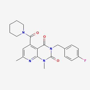 molecular formula C22H23FN4O3 B4943677 3-(4-fluorobenzyl)-1,7-dimethyl-5-(1-piperidinylcarbonyl)pyrido[2,3-d]pyrimidine-2,4(1H,3H)-dione 