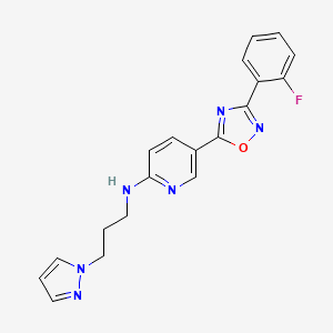 molecular formula C19H17FN6O B4943694 5-[3-(2-fluorophenyl)-1,2,4-oxadiazol-5-yl]-N-[3-(1H-pyrazol-1-yl)propyl]-2-pyridinamine 