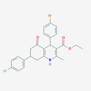 molecular formula C25H23BrClNO3 B494372 Ethyl 4-(4-bromophenyl)-7-(4-chlorophenyl)-2-methyl-5-oxo-1,4,5,6,7,8-hexahydro-3-quinolinecarboxylate 