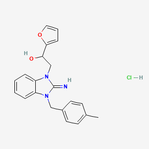 molecular formula C21H22ClN3O2 B4943730 1-(2-furyl)-2-[2-imino-3-(4-methylbenzyl)-2,3-dihydro-1H-benzimidazol-1-yl]ethanol hydrochloride 