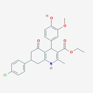 ethyl 7-(4-chlorophenyl)-4-(4-hydroxy-3-methoxyphenyl)-2-methyl-5-oxo-1,4,5,6,7,8-hexahydro-3-quinolinecarboxylate