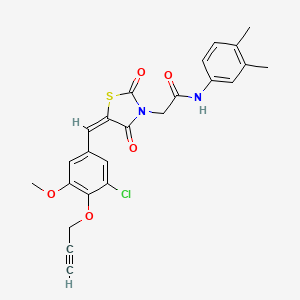 molecular formula C24H21ClN2O5S B4943764 2-{5-[3-chloro-5-methoxy-4-(2-propyn-1-yloxy)benzylidene]-2,4-dioxo-1,3-thiazolidin-3-yl}-N-(3,4-dimethylphenyl)acetamide 