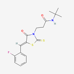 molecular formula C17H19FN2O2S2 B4943768 N-(tert-butyl)-3-[5-(2-fluorobenzylidene)-4-oxo-2-thioxo-1,3-thiazolidin-3-yl]propanamide 