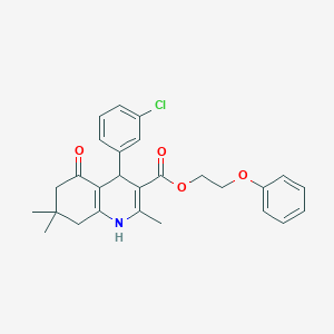 molecular formula C27H28ClNO4 B494377 2-Phenoxyethyl 4-(3-chlorophenyl)-2,7,7-trimethyl-5-oxo-1,4,5,6,7,8-hexahydroquinoline-3-carboxylate 