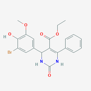 molecular formula C20H19BrN2O5 B494378 Ethyl 4-(3-bromo-4-hydroxy-5-methoxyphenyl)-2-oxo-6-phenyl-1,2,3,4-tetrahydropyrimidine-5-carboxylate 