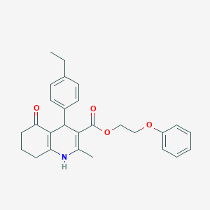 molecular formula C27H29NO4 B494380 2-Phenoxyethyl 4-(4-ethylphenyl)-2-methyl-5-oxo-1,4,5,6,7,8-hexahydroquinoline-3-carboxylate 