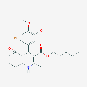 molecular formula C24H30BrNO5 B494381 Pentyl 4-(2-bromo-4,5-dimethoxyphenyl)-2-methyl-5-oxo-1,4,5,6,7,8-hexahydro-3-quinolinecarboxylate 