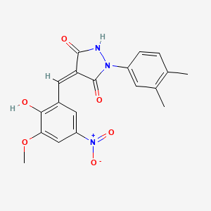 molecular formula C19H17N3O6 B4943811 1-(3,4-dimethylphenyl)-4-(2-hydroxy-3-methoxy-5-nitrobenzylidene)-3,5-pyrazolidinedione 