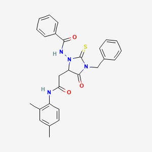 molecular formula C27H26N4O3S B4943833 N-(3-benzyl-5-{2-[(2,4-dimethylphenyl)amino]-2-oxoethyl}-4-oxo-2-thioxo-1-imidazolidinyl)benzamide 