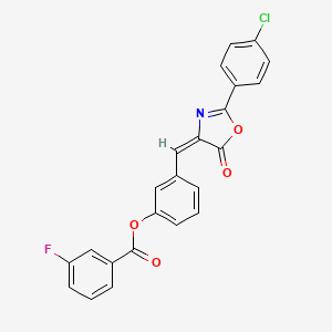 3-{[2-(4-chlorophenyl)-5-oxo-1,3-oxazol-4(5H)-ylidene]methyl}phenyl 3-fluorobenzoate