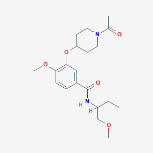 molecular formula C20H30N2O5 B4943857 3-[(1-acetyl-4-piperidinyl)oxy]-4-methoxy-N-[1-(methoxymethyl)propyl]benzamide 