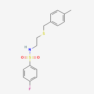 molecular formula C16H18FNO2S2 B4943865 4-fluoro-N-{2-[(4-methylbenzyl)thio]ethyl}benzenesulfonamide 