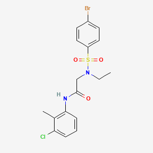 molecular formula C17H18BrClN2O3S B4943876 N~2~-[(4-bromophenyl)sulfonyl]-N~1~-(3-chloro-2-methylphenyl)-N~2~-ethylglycinamide 