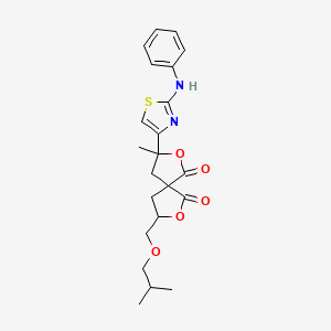 molecular formula C22H26N2O5S B4943883 3-(2-anilino-1,3-thiazol-4-yl)-8-(isobutoxymethyl)-3-methyl-2,7-dioxaspiro[4.4]nonane-1,6-dione 