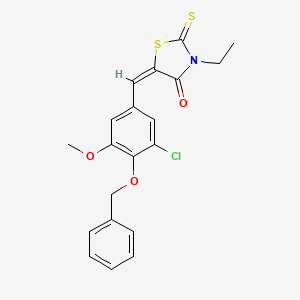 molecular formula C20H18ClNO3S2 B4943915 5-[4-(benzyloxy)-3-chloro-5-methoxybenzylidene]-3-ethyl-2-thioxo-1,3-thiazolidin-4-one 