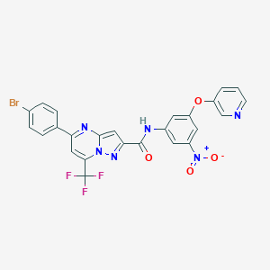 molecular formula C25H14BrF3N6O4 B494392 5-(4-bromophenyl)-N-[3-nitro-5-(3-pyridinyloxy)phenyl]-7-(trifluoromethyl)pyrazolo[1,5-a]pyrimidine-2-carboxamide 