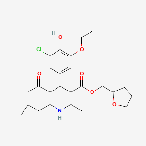 molecular formula C26H32ClNO6 B4943934 tetrahydro-2-furanylmethyl 4-(3-chloro-5-ethoxy-4-hydroxyphenyl)-2,7,7-trimethyl-5-oxo-1,4,5,6,7,8-hexahydro-3-quinolinecarboxylate 
