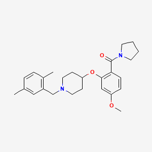 molecular formula C26H34N2O3 B4943938 1-(2,5-dimethylbenzyl)-4-[5-methoxy-2-(1-pyrrolidinylcarbonyl)phenoxy]piperidine 