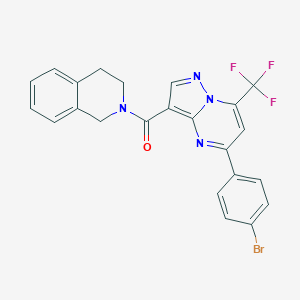 molecular formula C23H16BrF3N4O B494398 2-{[5-(4-Bromophenyl)-7-(trifluoromethyl)pyrazolo[1,5-a]pyrimidin-3-yl]carbonyl}-1,2,3,4-tetrahydroisoquinoline 