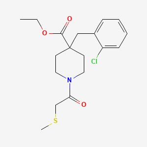 molecular formula C18H24ClNO3S B4943986 ethyl 4-(2-chlorobenzyl)-1-[(methylthio)acetyl]-4-piperidinecarboxylate 