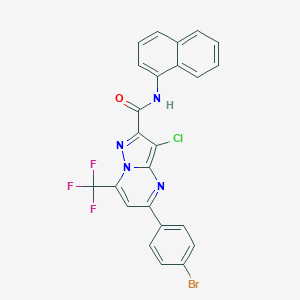 molecular formula C24H13BrClF3N4O B494399 5-(4-bromophenyl)-3-chloro-N-(1-naphthyl)-7-(trifluoromethyl)pyrazolo[1,5-a]pyrimidine-2-carboxamide 