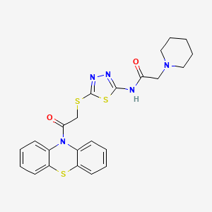 molecular formula C23H23N5O2S3 B4944011 N-(5-{[2-oxo-2-(10H-phenothiazin-10-yl)ethyl]thio}-1,3,4-thiadiazol-2-yl)-2-(1-piperidinyl)acetamide 