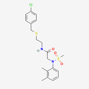molecular formula C20H25ClN2O3S2 B4944019 N~1~-{2-[(4-chlorobenzyl)thio]ethyl}-N~2~-(2,3-dimethylphenyl)-N~2~-(methylsulfonyl)glycinamide 