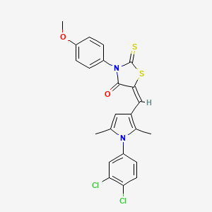 molecular formula C23H18Cl2N2O2S2 B4944049 5-{[1-(3,4-dichlorophenyl)-2,5-dimethyl-1H-pyrrol-3-yl]methylene}-3-(4-methoxyphenyl)-2-thioxo-1,3-thiazolidin-4-one 