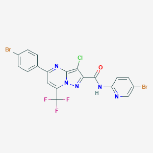 molecular formula C19H9Br2ClF3N5O B494406 5-(4-bromophenyl)-N-(5-bromopyridin-2-yl)-3-chloro-7-(trifluoromethyl)pyrazolo[1,5-a]pyrimidine-2-carboxamide 