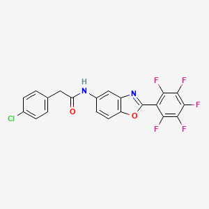 2-(4-chlorophenyl)-N-[2-(pentafluorophenyl)-1,3-benzoxazol-5-yl]acetamide
