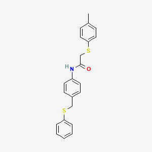 molecular formula C22H21NOS2 B4944092 2-[(4-methylphenyl)thio]-N-{4-[(phenylthio)methyl]phenyl}acetamide 