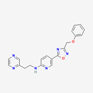 molecular formula C20H18N6O2 B4944101 5-[3-(phenoxymethyl)-1,2,4-oxadiazol-5-yl]-N-[2-(2-pyrazinyl)ethyl]-2-pyridinamine 