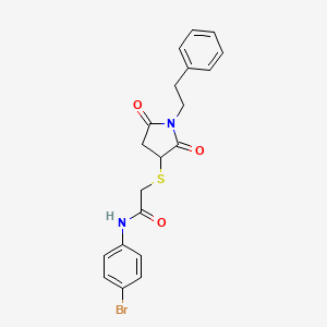 molecular formula C20H19BrN2O3S B4944156 N-(4-bromophenyl)-2-{[2,5-dioxo-1-(2-phenylethyl)-3-pyrrolidinyl]thio}acetamide 