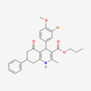 molecular formula C27H28BrNO4 B4944168 propyl 4-(3-bromo-4-methoxyphenyl)-2-methyl-5-oxo-7-phenyl-1,4,5,6,7,8-hexahydro-3-quinolinecarboxylate 