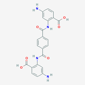 molecular formula C22H18N4O6 B494422 4-Amino-2-[[4-[(5-amino-2-carboxyphenyl)carbamoyl]benzoyl]amino]benzoic acid 