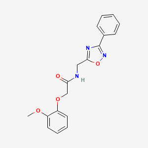molecular formula C18H17N3O4 B4944249 2-(2-methoxyphenoxy)-N-[(3-phenyl-1,2,4-oxadiazol-5-yl)methyl]acetamide 