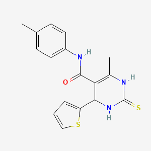 molecular formula C17H17N3OS2 B4944259 6-methyl-N-(4-methylphenyl)-4-(2-thienyl)-2-thioxo-1,2,3,4-tetrahydro-5-pyrimidinecarboxamide 