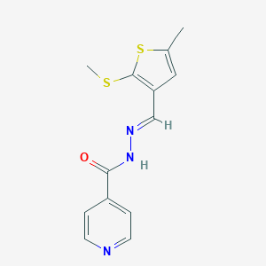 molecular formula C13H13N3OS2 B494426 N'-{[5-methyl-2-(methylsulfanyl)-3-thienyl]methylene}isonicotinohydrazide 