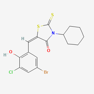 molecular formula C16H15BrClNO2S2 B4944263 5-(5-bromo-3-chloro-2-hydroxybenzylidene)-3-cyclohexyl-2-thioxo-1,3-thiazolidin-4-one 