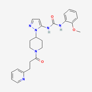 molecular formula C24H28N6O3 B4944301 N-(2-methoxyphenyl)-N'-(1-{1-[3-(2-pyridinyl)propanoyl]-4-piperidinyl}-1H-pyrazol-5-yl)urea 