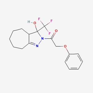 molecular formula C17H19F3N2O3 B4944309 2-(phenoxyacetyl)-3-(trifluoromethyl)-2,3,3a,4,5,6,7,8-octahydrocyclohepta[c]pyrazol-3-ol 