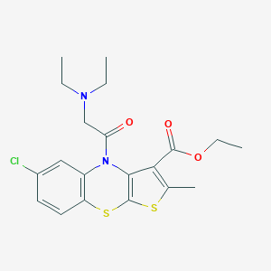 molecular formula C20H23ClN2O3S2 B494431 ethyl 6-chloro-4-(N,N-diethylglycyl)-2-methyl-4H-thieno[2,3-b][1,4]benzothiazine-3-carboxylate 