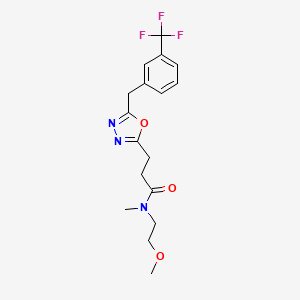 molecular formula C17H20F3N3O3 B4944311 N-(2-methoxyethyl)-N-methyl-3-{5-[3-(trifluoromethyl)benzyl]-1,3,4-oxadiazol-2-yl}propanamide 