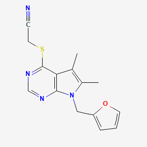 molecular formula C15H14N4OS B4944316 {[7-(2-furylmethyl)-5,6-dimethyl-7H-pyrrolo[2,3-d]pyrimidin-4-yl]thio}acetonitrile 