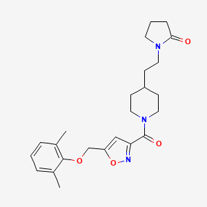 molecular formula C24H31N3O4 B4944338 1-{2-[1-({5-[(2,6-dimethylphenoxy)methyl]-3-isoxazolyl}carbonyl)-4-piperidinyl]ethyl}-2-pyrrolidinone 