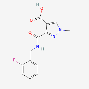 molecular formula C13H12FN3O3 B4944345 3-{[(2-fluorobenzyl)amino]carbonyl}-1-methyl-1H-pyrazole-4-carboxylic acid 