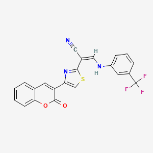 molecular formula C22H12F3N3O2S B4944348 2-[4-(2-oxo-2H-chromen-3-yl)-1,3-thiazol-2-yl]-3-{[3-(trifluoromethyl)phenyl]amino}acrylonitrile 