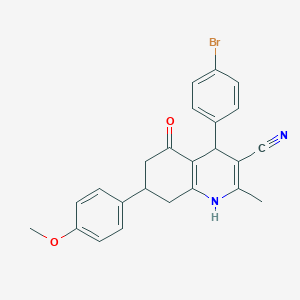 molecular formula C24H21BrN2O2 B4944366 4-(4-bromophenyl)-7-(4-methoxyphenyl)-2-methyl-5-oxo-1,4,5,6,7,8-hexahydro-3-quinolinecarbonitrile 