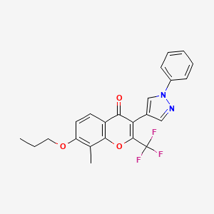 molecular formula C23H19F3N2O3 B4944383 8-methyl-3-(1-phenyl-1H-pyrazol-4-yl)-7-propoxy-2-(trifluoromethyl)-4H-chromen-4-one 