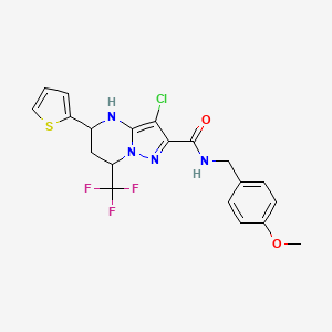 molecular formula C20H18ClF3N4O2S B4944396 3-chloro-N-(4-methoxybenzyl)-5-(2-thienyl)-7-(trifluoromethyl)-4,5,6,7-tetrahydropyrazolo[1,5-a]pyrimidine-2-carboxamide 